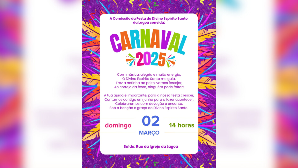 Comissão da Festa do Divino Espírito Santo da Lagoa organiza carnaval este domingo