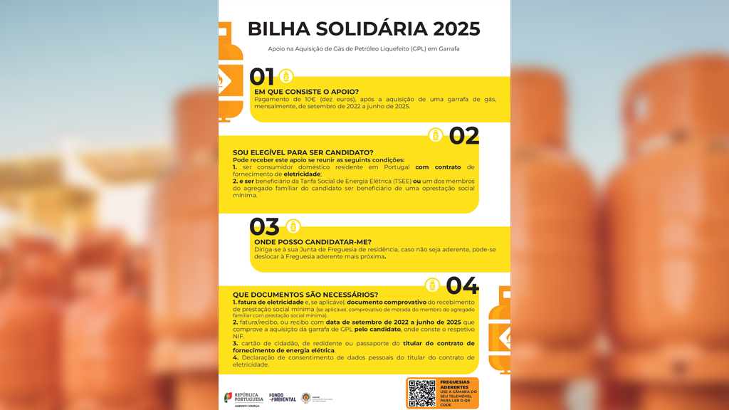 Botija de gás solidária com apoio de 15 euros