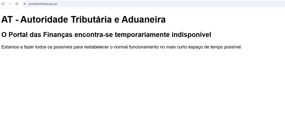 Portal das Finanças está 'em baixo'
