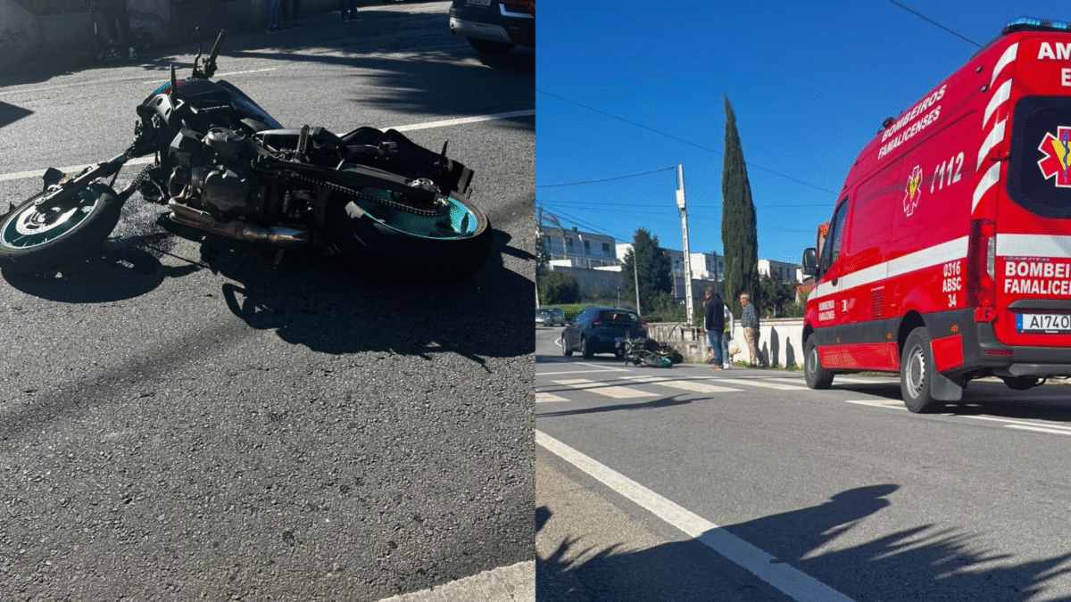 Motociclista ferido em colisão com carro na estrada Famalicão-Póvoa em Cavalões