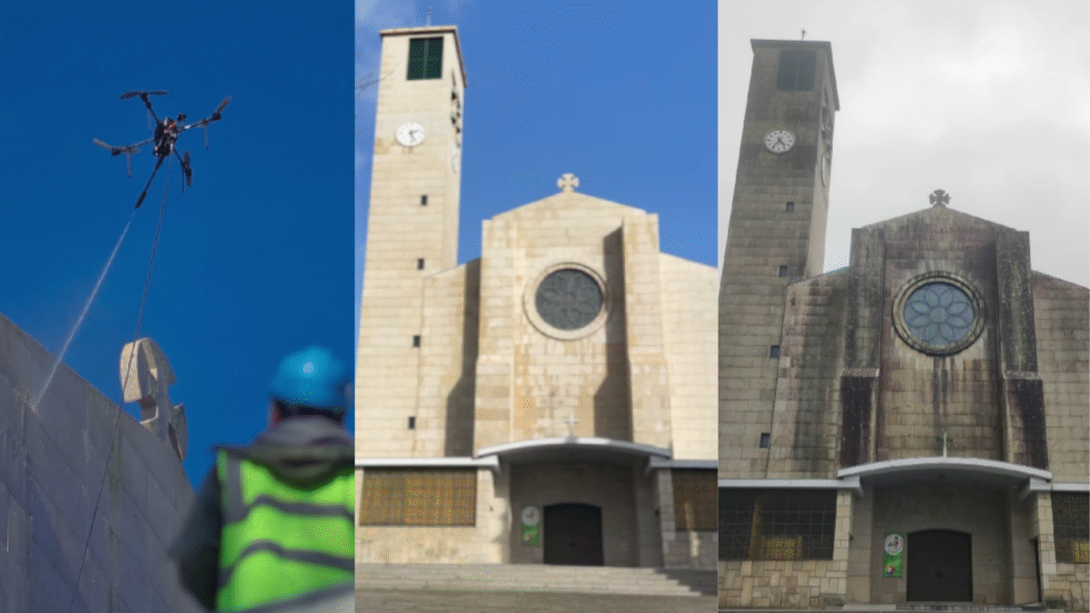 Limpeza de 'última geração': Drone limpa igreja de Joane