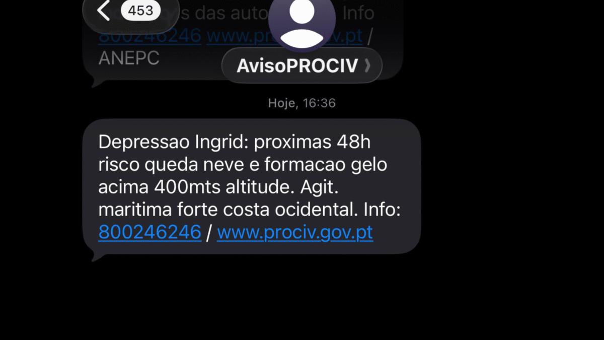 Proteção Civil envia SMS a alertar para a queda de neve na região